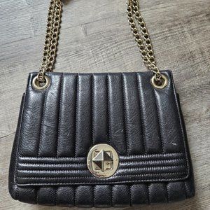 Kate Spade Crossbody Bag Quilted Black Leather Gold Chain (Used)